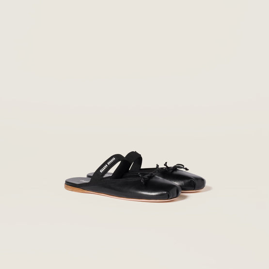 Leather ballerina mules