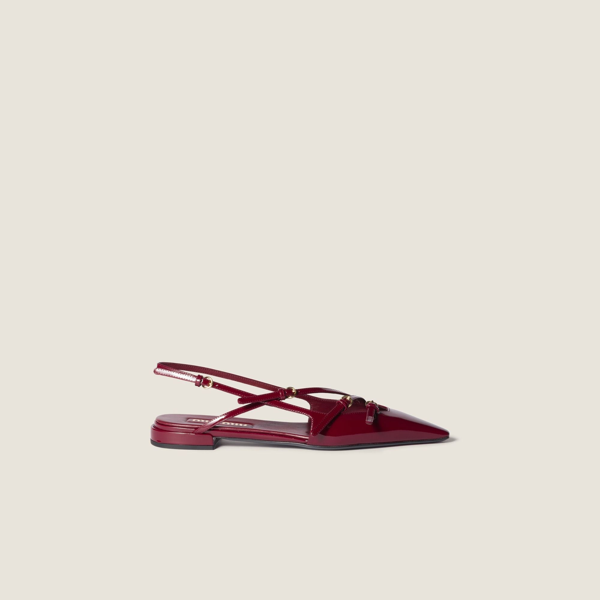 Women Patent Leather Slingback Ballerinas With Buckles - Porpora