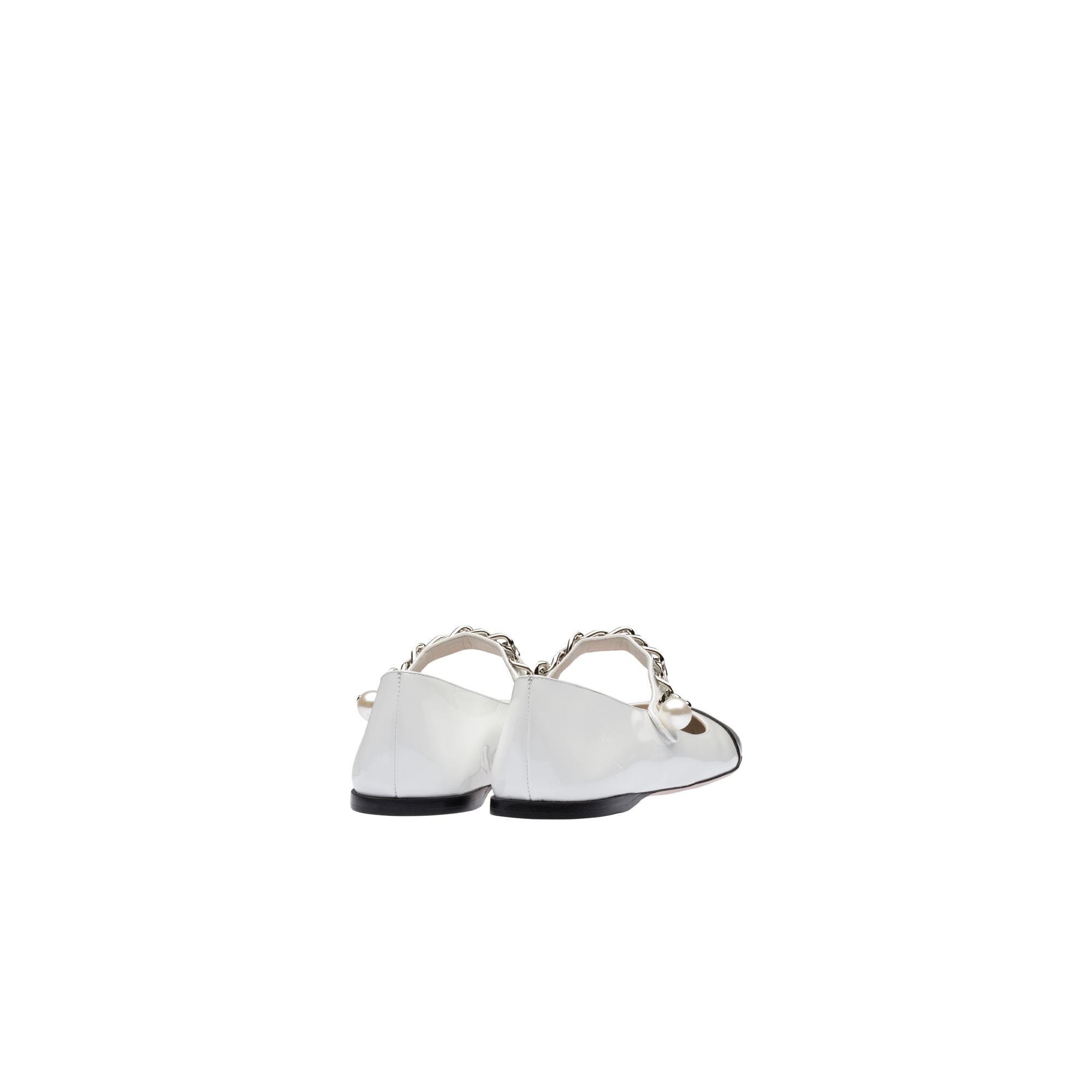 Women Patent Leather Ballerinas - Bianco+nero