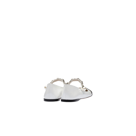 Women Patent Leather Ballerinas - Bianco+nero