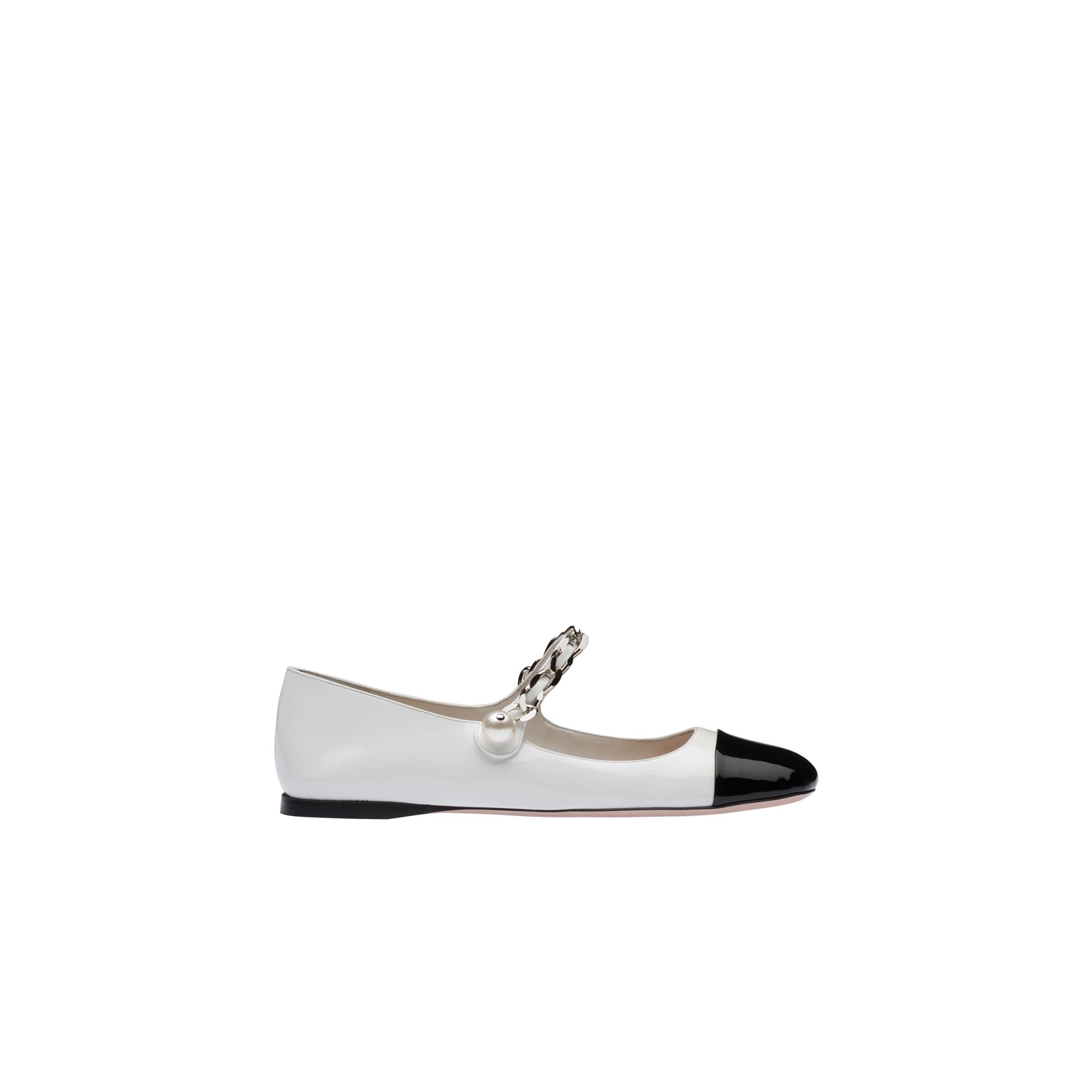 Women Patent Leather Ballerinas - Bianco+nero