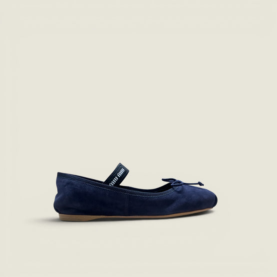 Women Suede Ballerinas - Bleu