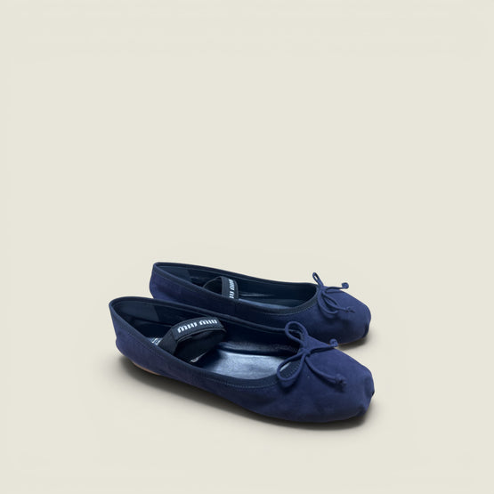 Women Suede Ballerinas - Bleu