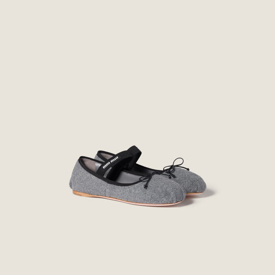 Women Fleece Ballerinas - Grigio