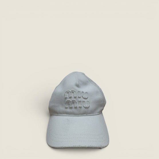 Women Denim Baseball Cap - Bianco