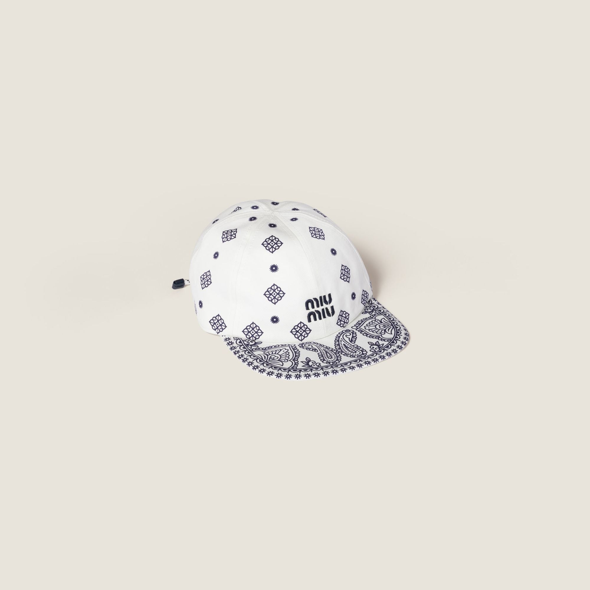Women Printed Cotton Baseball Cap - Bianco+blu