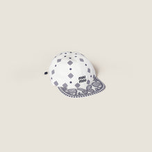 Women Printed Cotton Baseball Cap - Bianco+blu
