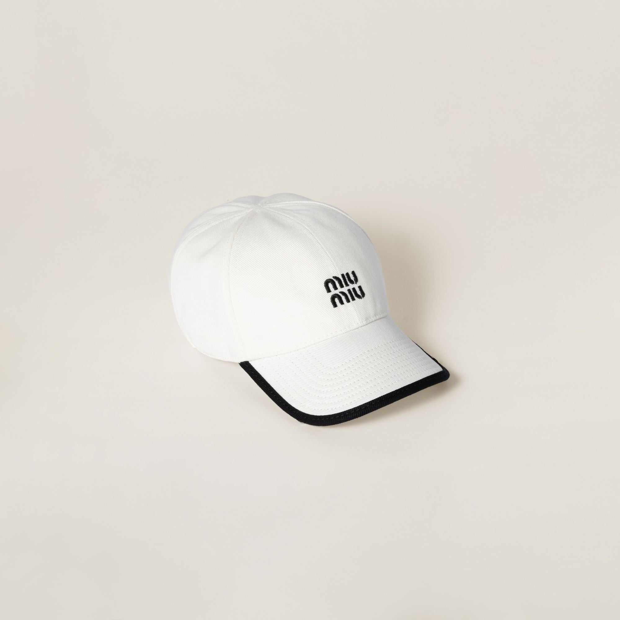 Women Drill Baseball Cap - Bianco+nero