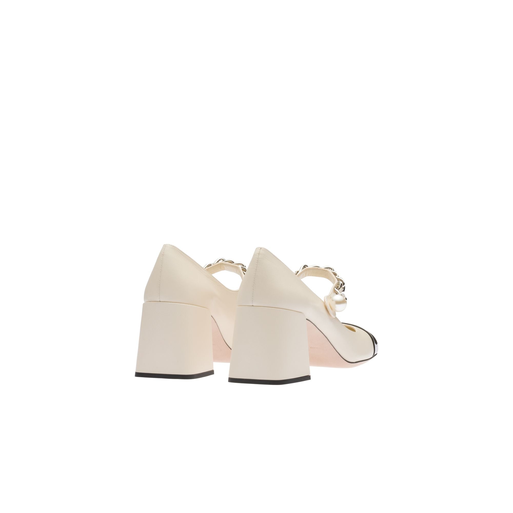 Women Leather Pumps - Avorio+nero