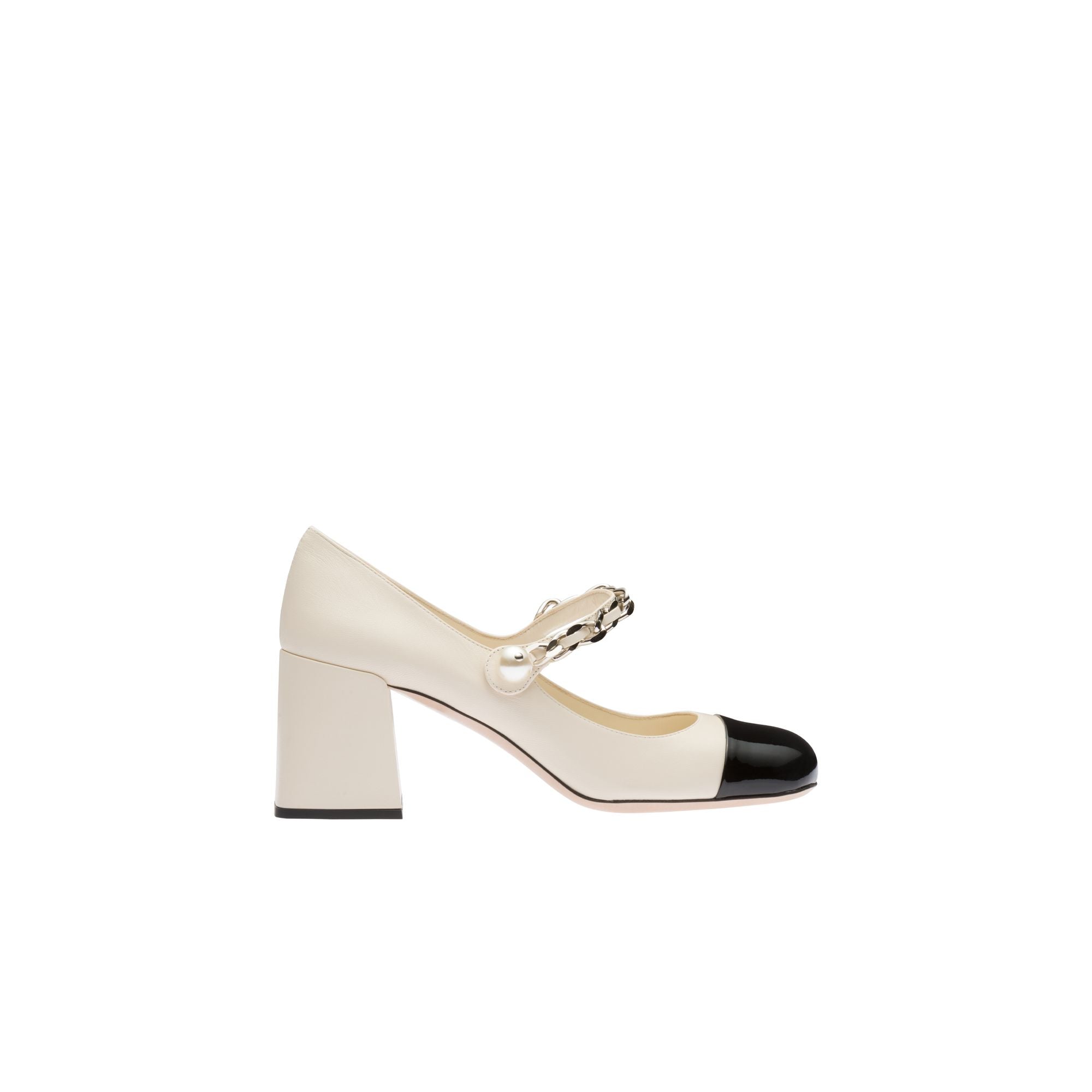 Women Leather Pumps - Avorio+nero
