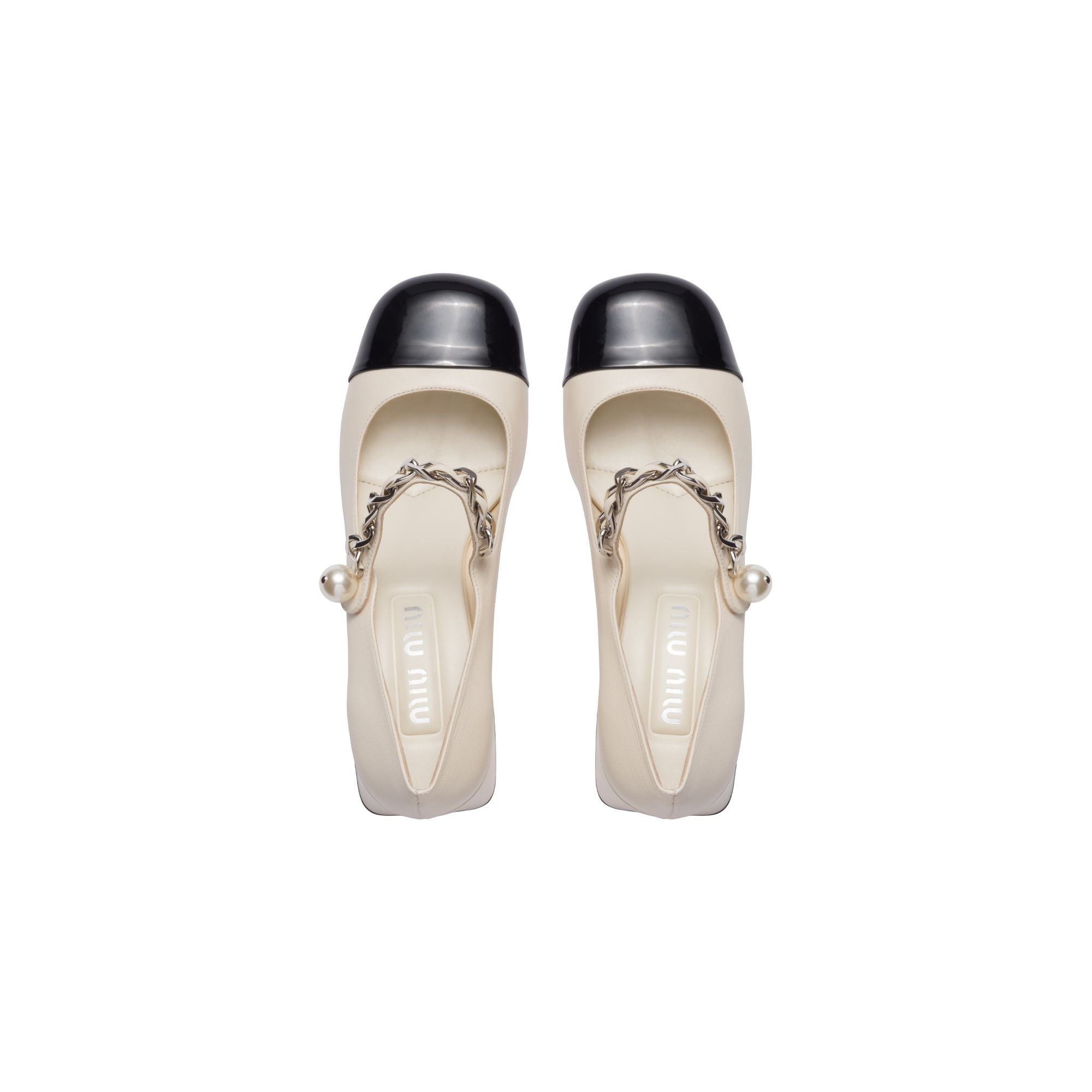 Women Leather Pumps - Avorio+nero