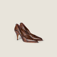 Women Python-print Ayers Leather Pumps - Tabacco