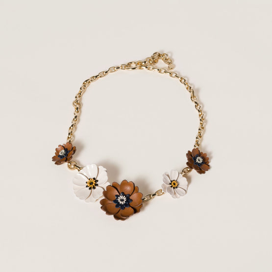 Metal and leather necklace