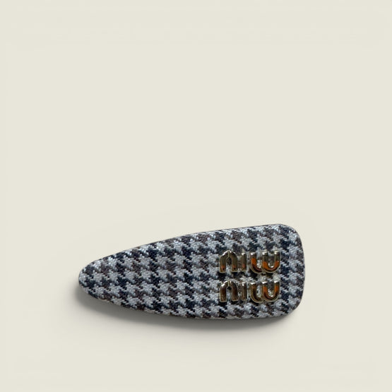 Women Mohair Fabric Hair Clip - Cammello+nero