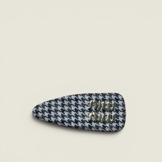 Women Mohair Fabric Hair Clip - Cammello+nero
