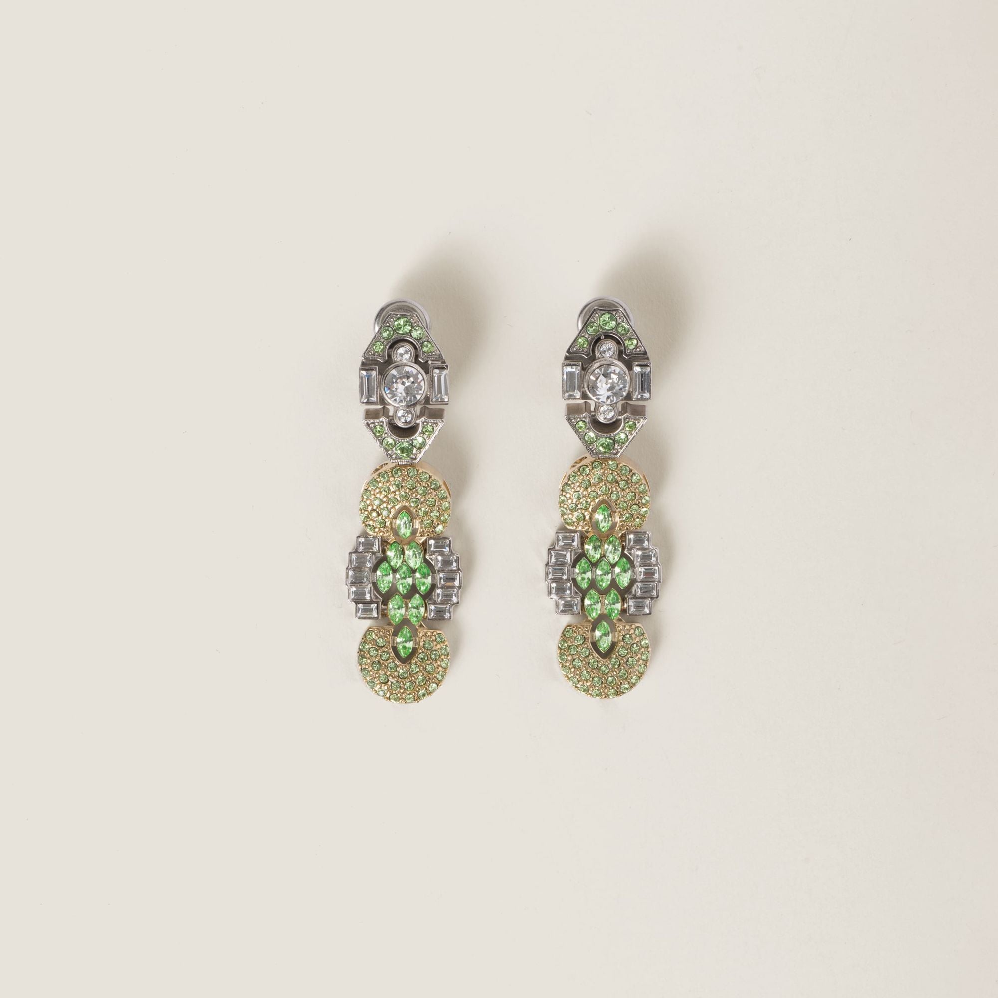 Women Metal Earrings With Crystals - Peridot