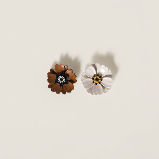 Metal and leather earrings
