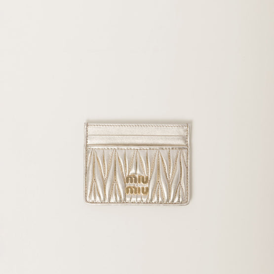 Matelassé nappa leather card holder