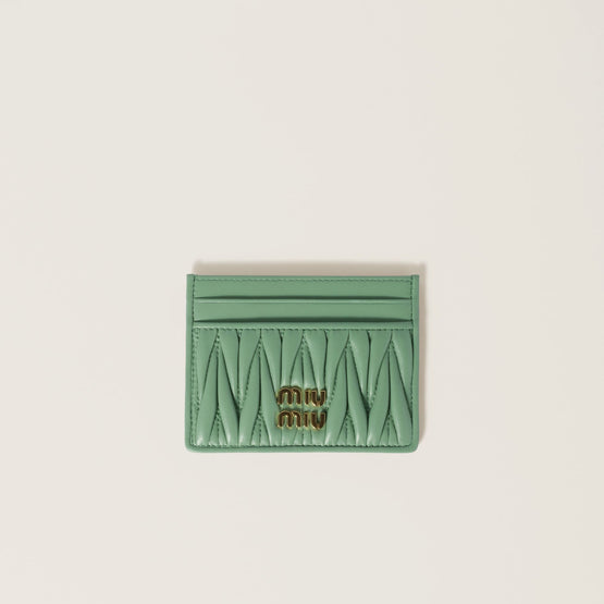Women Matelassé Nappa Leather Card Holder - Acquamarina