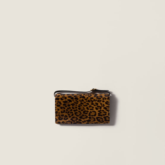 Calf hair leather wallet with strap