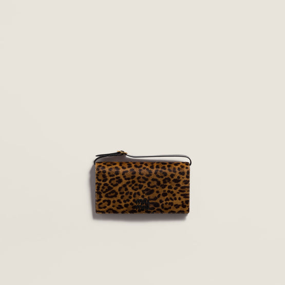 Calf hair leather wallet with strap