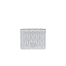 Women Small Matelassé Nappa Leather Wallet - Argento