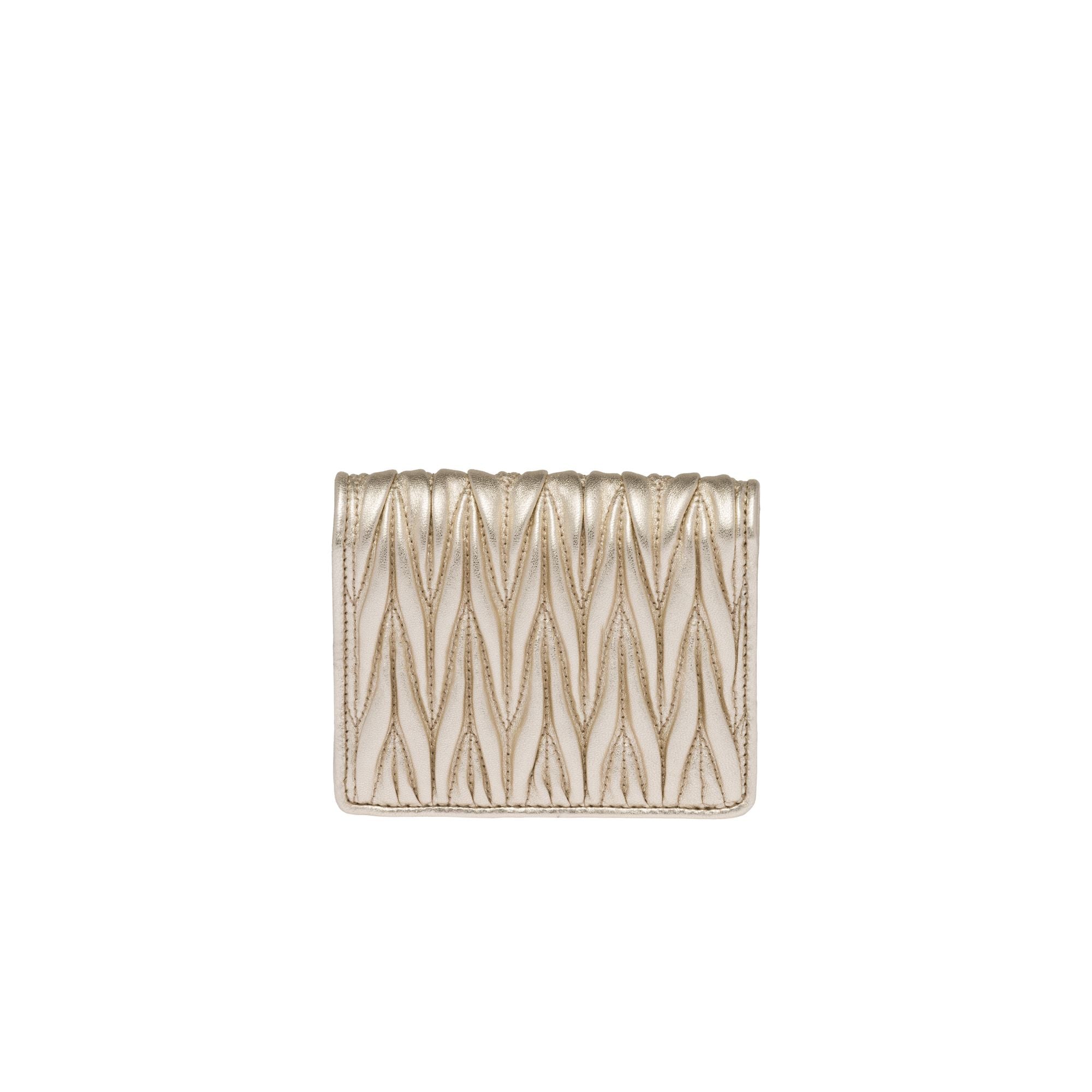 Women Small Matelassé Nappa Leather Wallet - Pirite