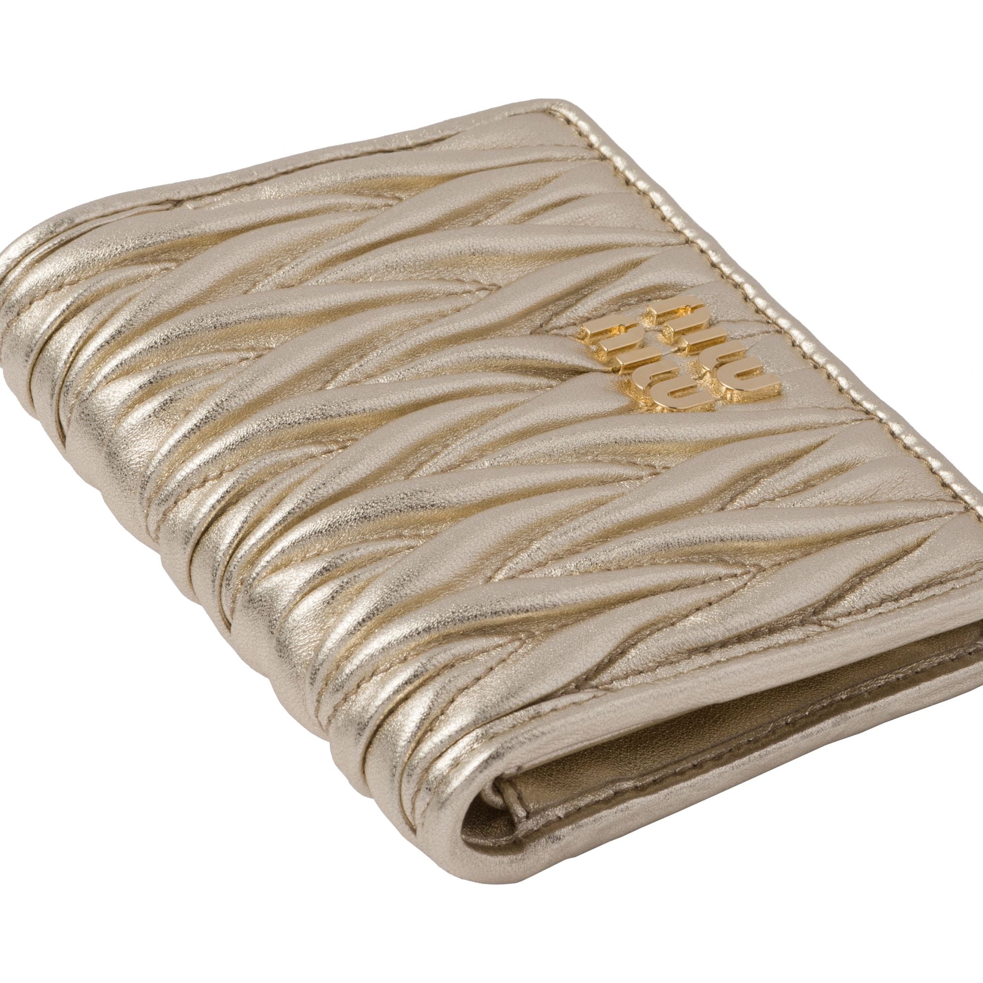Women Small Matelassé Nappa Leather Wallet - Pirite