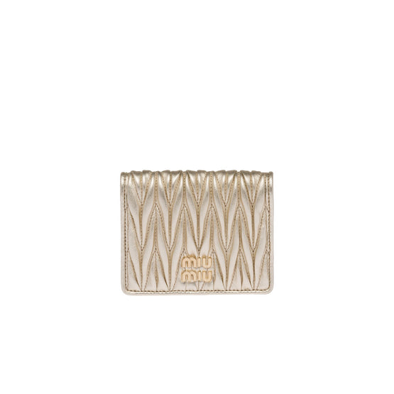 Women Small Matelassé Nappa Leather Wallet - Pirite