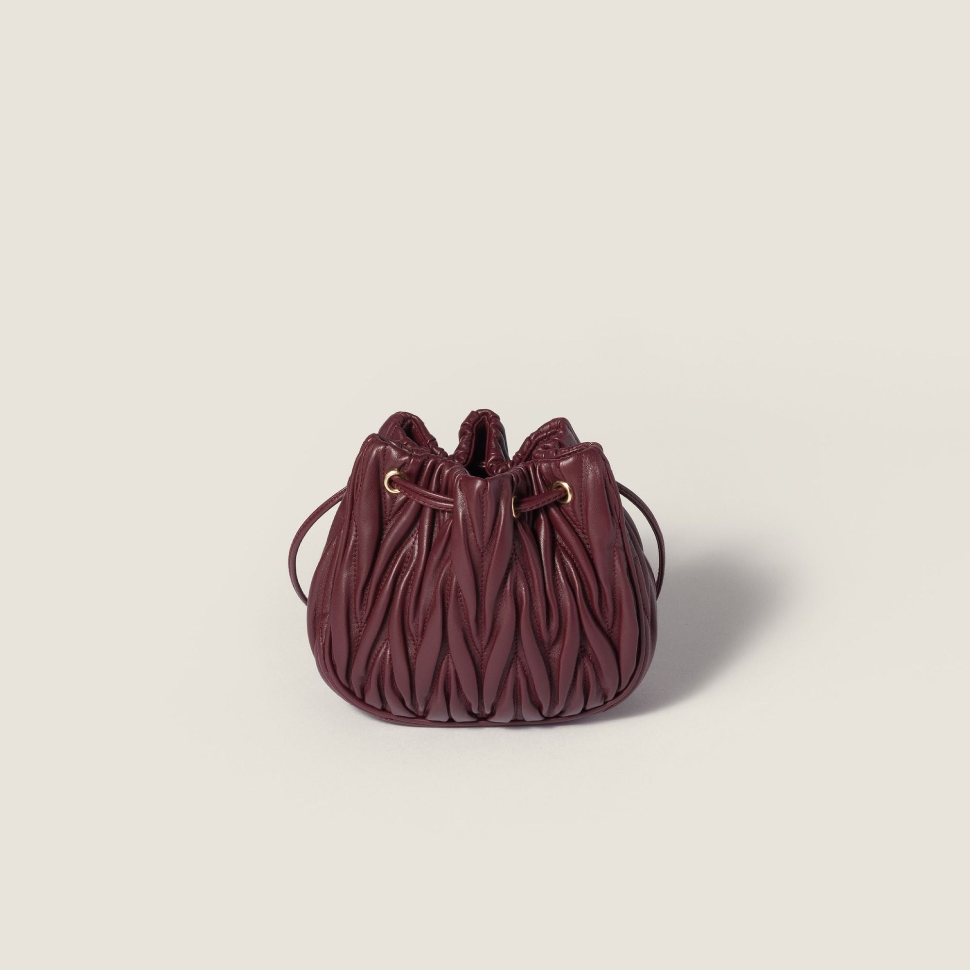 Women Matelassé Nappa Leather Pouch - Bordeaux