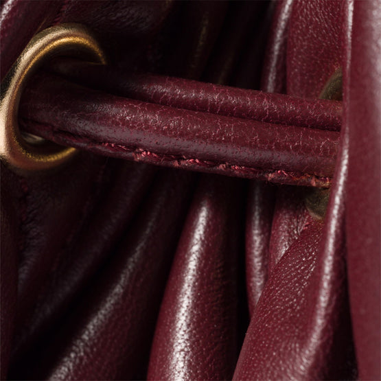 Women Matelassé Nappa Leather Pouch - Bordeaux