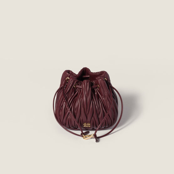 Women Matelassé Nappa Leather Pouch - Bordeaux