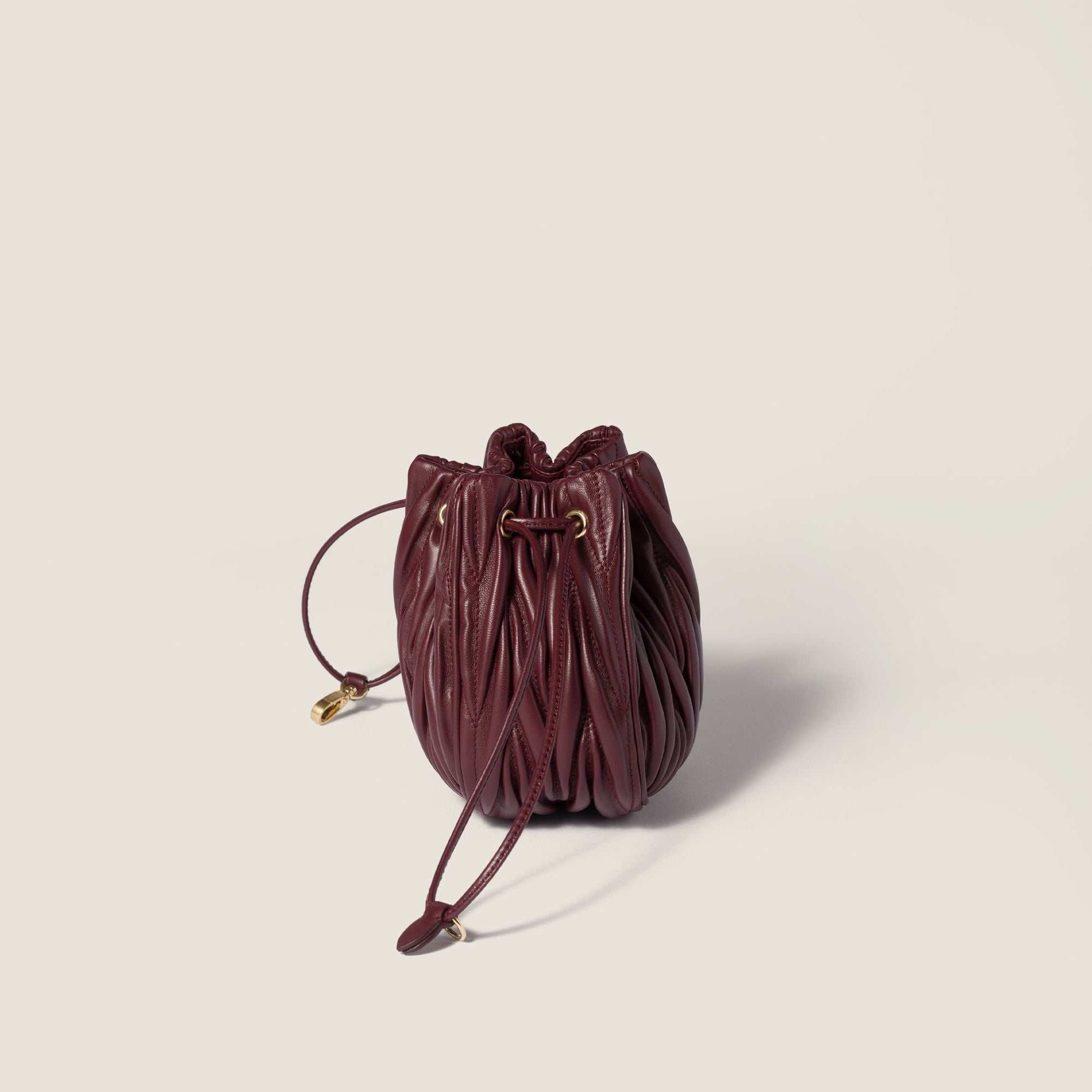 Women Matelassé Nappa Leather Pouch - Bordeaux