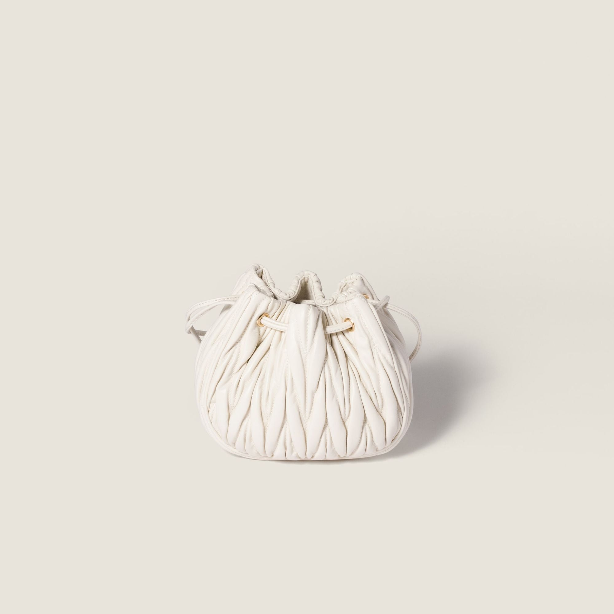 Women Matelassé Nappa Leather Pouch - Bianco