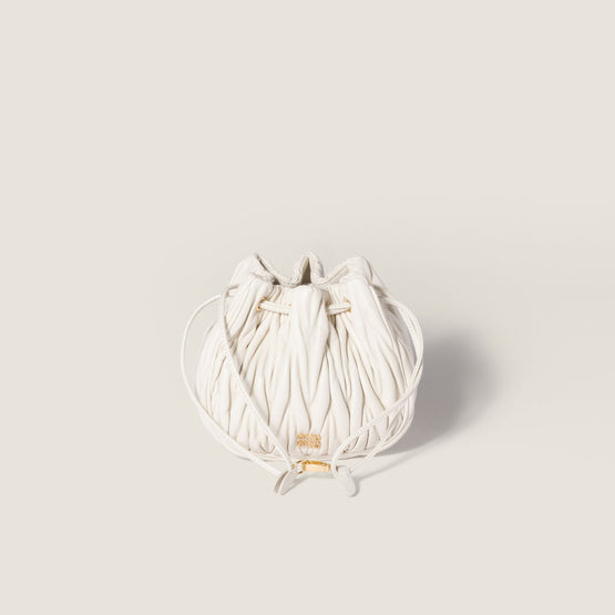 Women Matelassé Nappa Leather Pouch - Bianco
