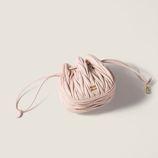 Women Matelassé Nappa Leather Pouch - Cipria