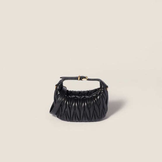 Women Matelassé Nappa Leather Pouch - Nero