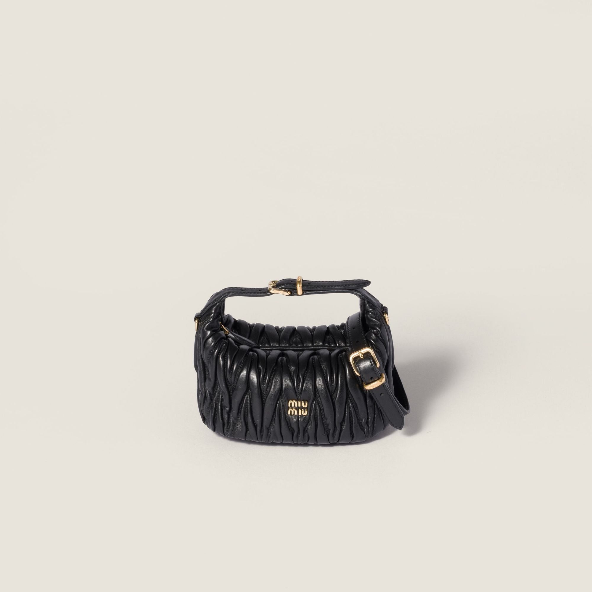 Women Matelassé Nappa Leather Pouch - Nero