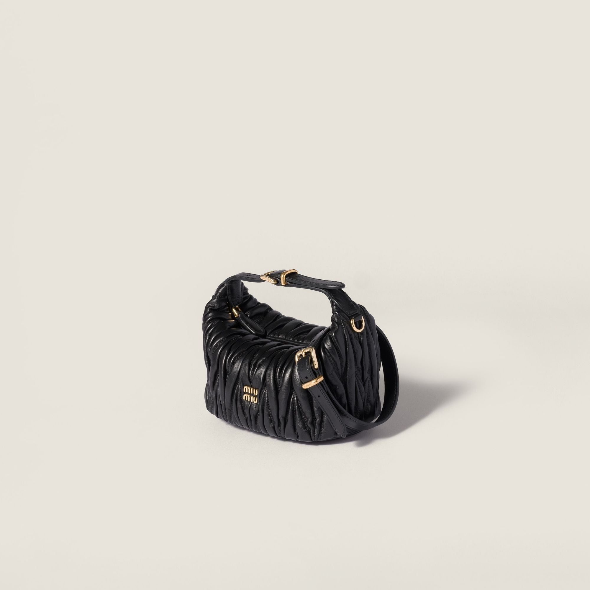 Women Matelassé Nappa Leather Pouch - Nero