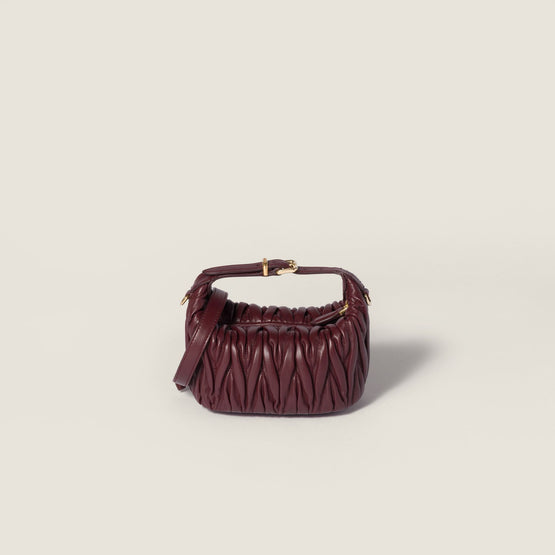 Women Matelassé Nappa Leather Pouch - Bordeaux