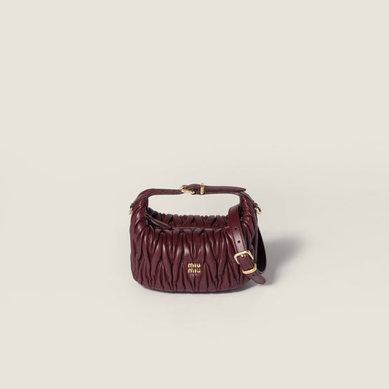 Women Matelassé Nappa Leather Pouch - Bordeaux