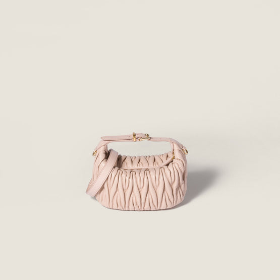 Women Matelassé Nappa Leather Pouch - Cipria