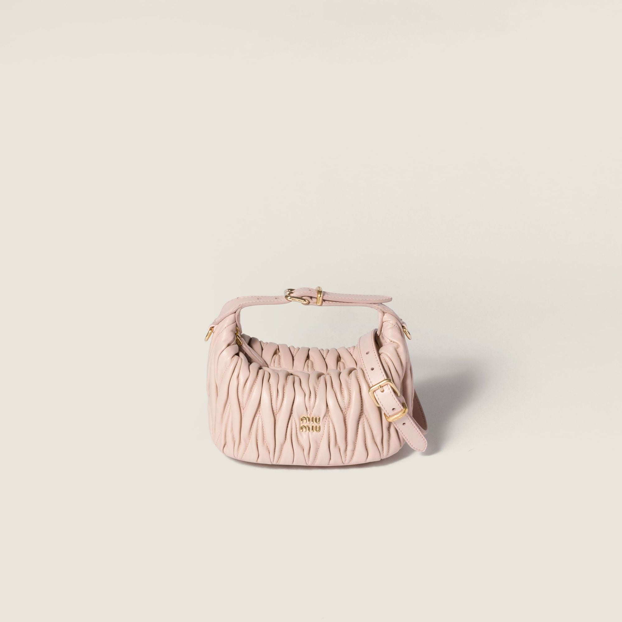 Women Matelassé Nappa Leather Pouch - Cipria