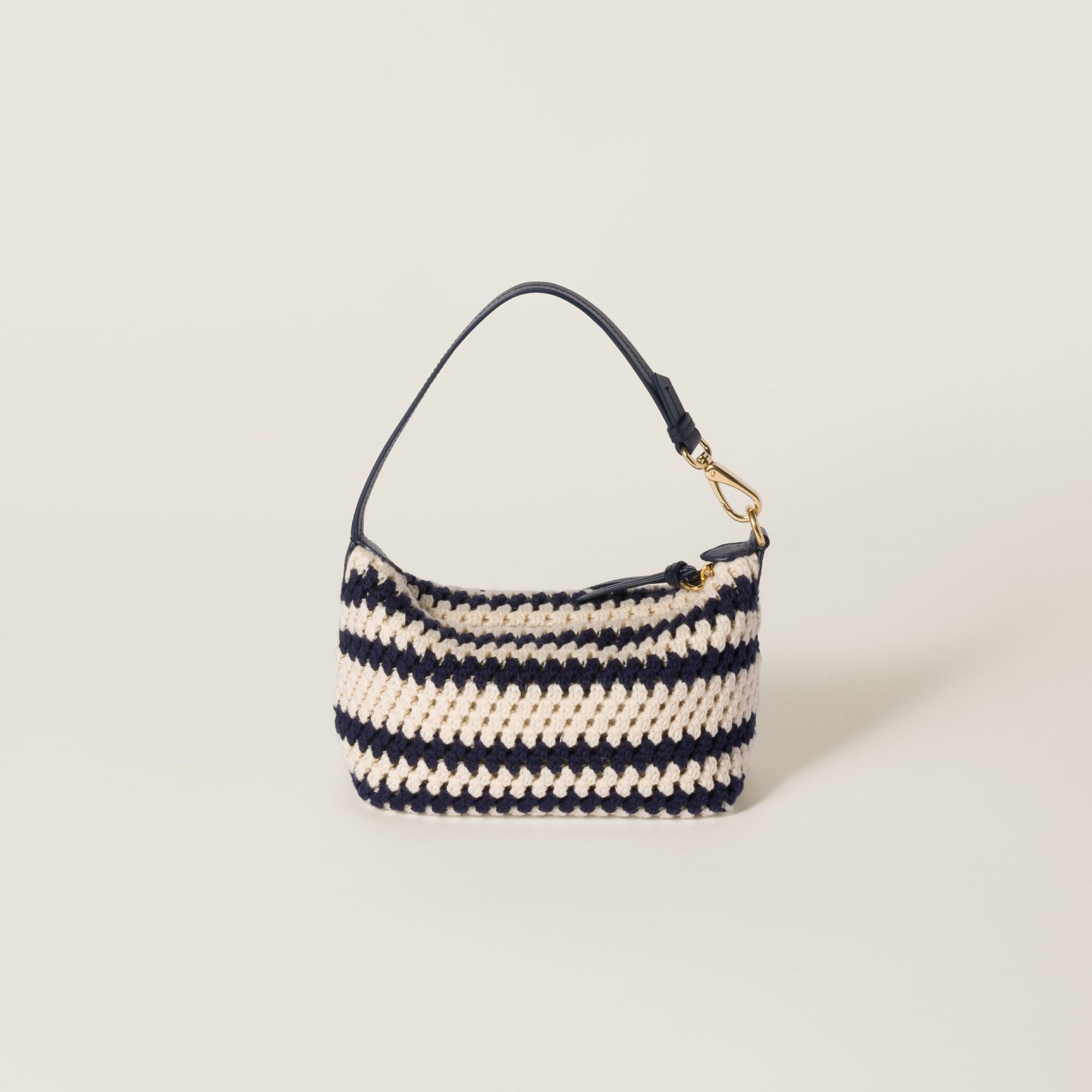 Women Crochet Pouch - Blu+bianco