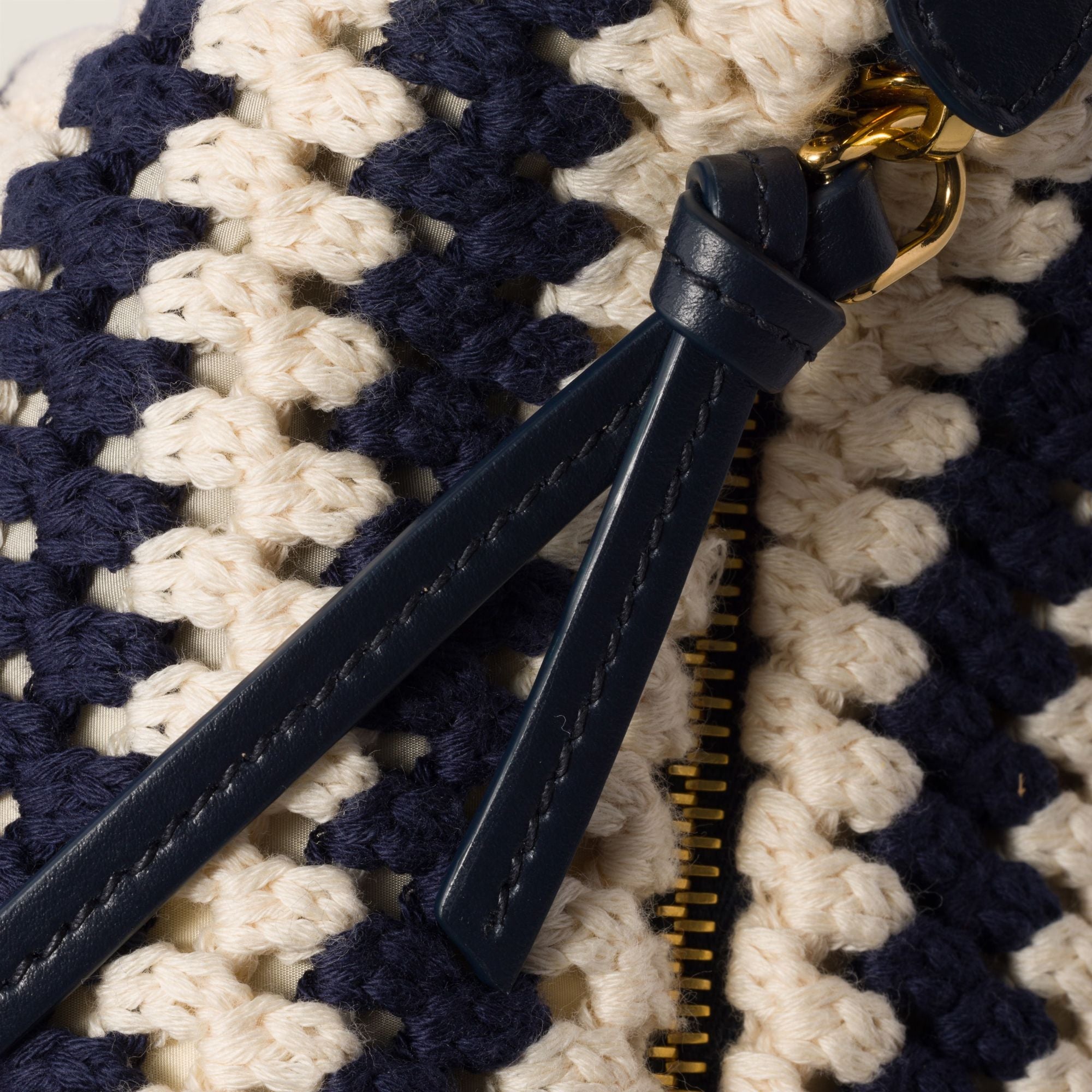 Women Crochet Pouch - Blu+bianco