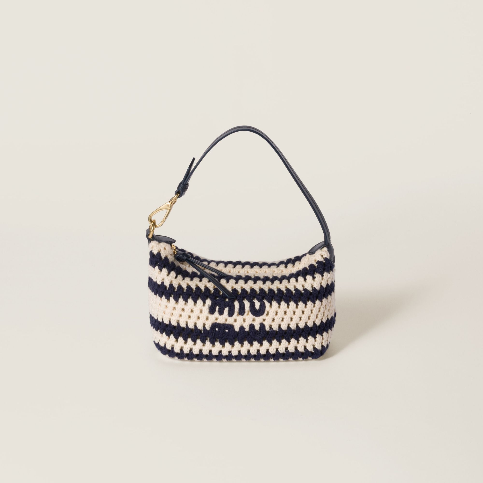 Women Crochet Pouch - Blu+bianco