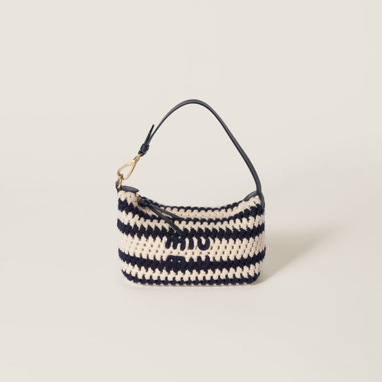 Women Crochet Pouch - Blu+bianco