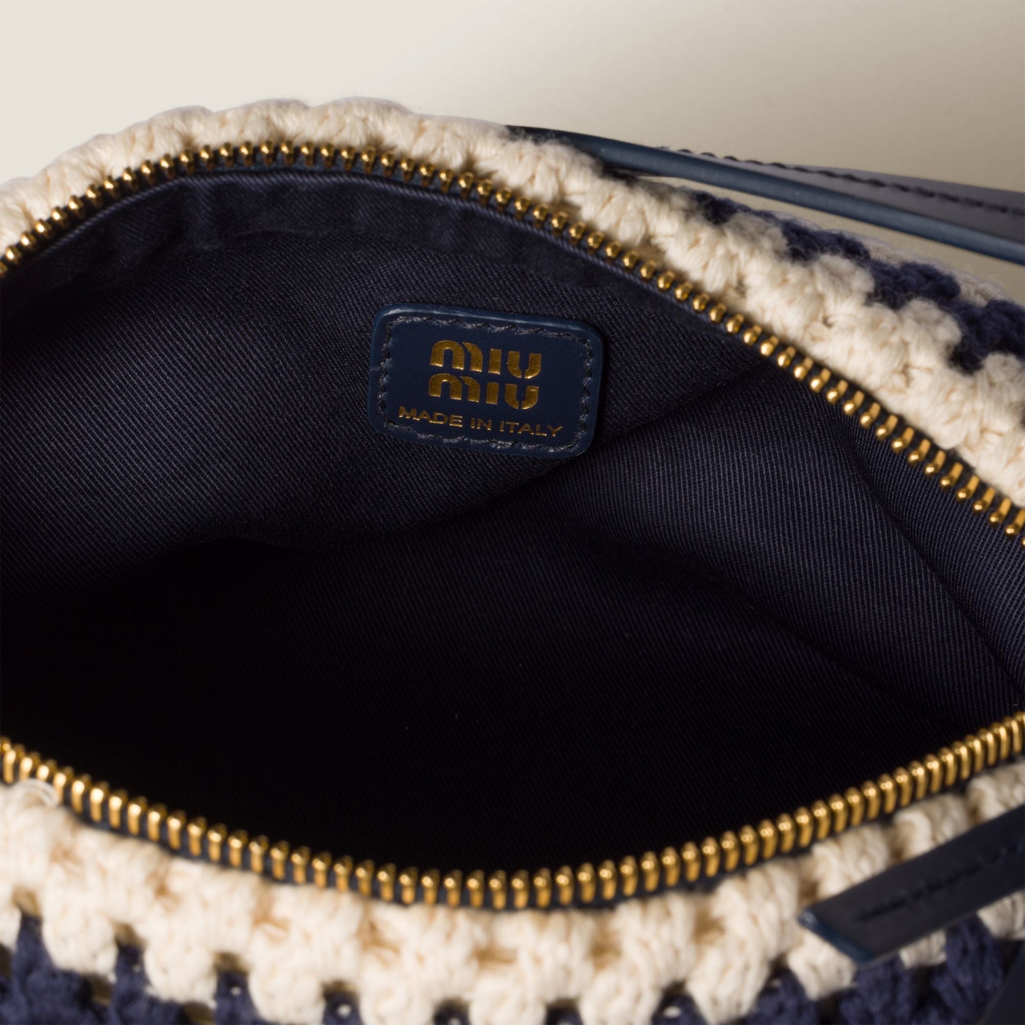 Women Crochet Pouch - Blu+bianco