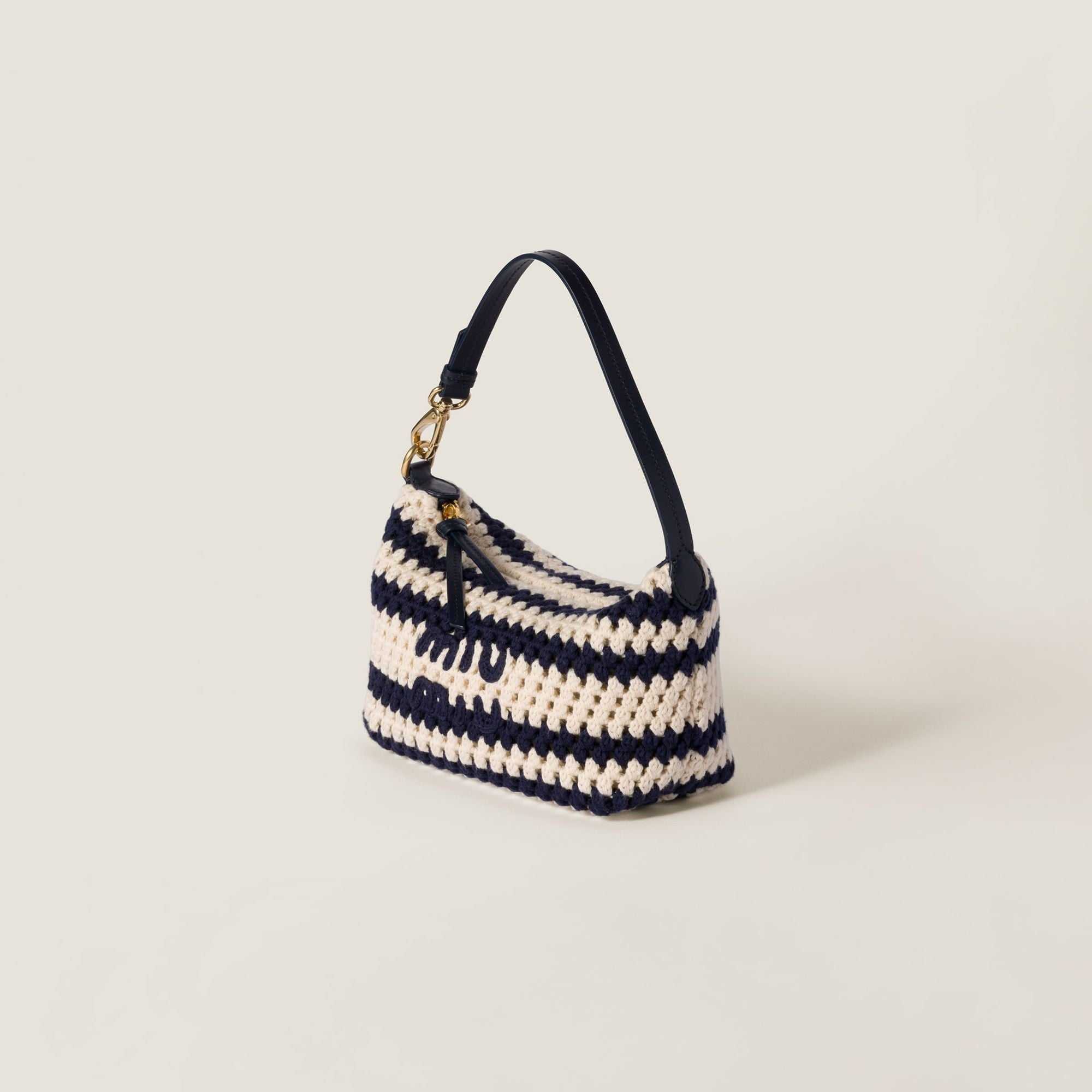 Women Crochet Pouch - Blu+bianco