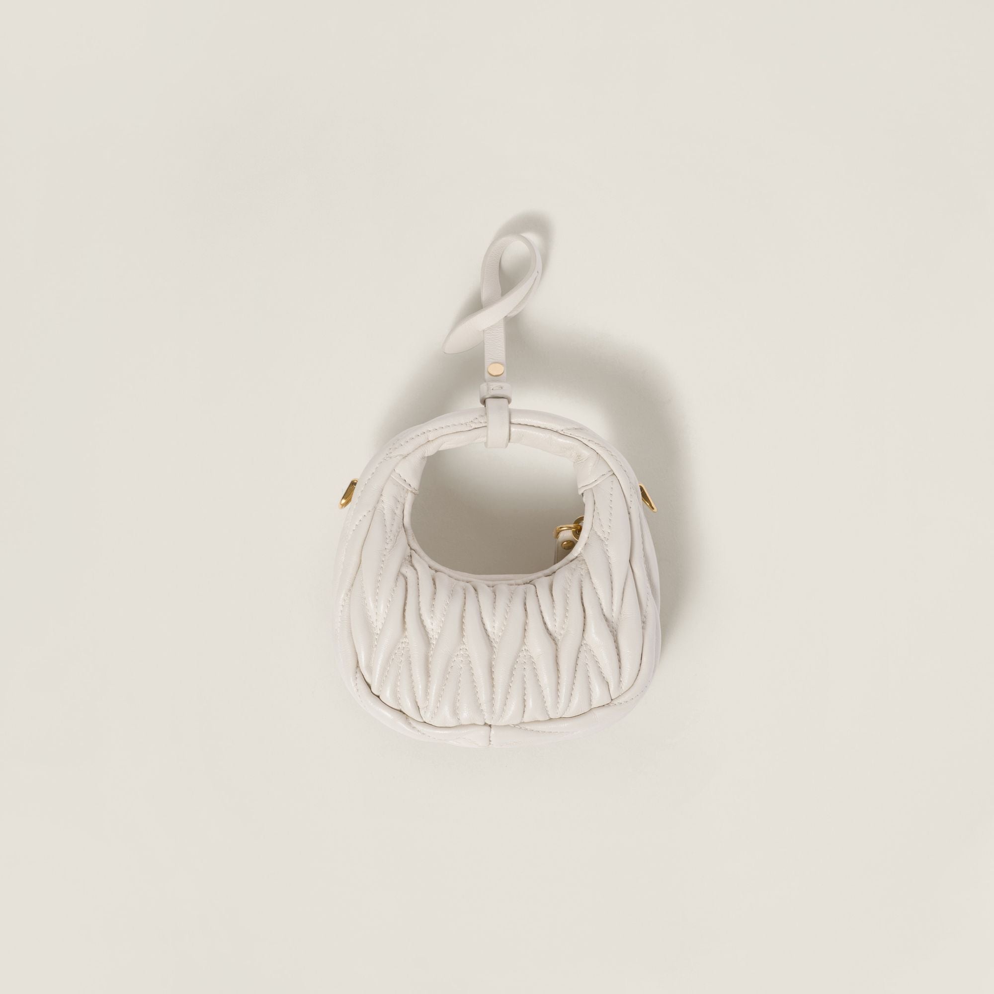 Women Wander Matelassé Nappa Leather Micro Hobo Bag - Bianco